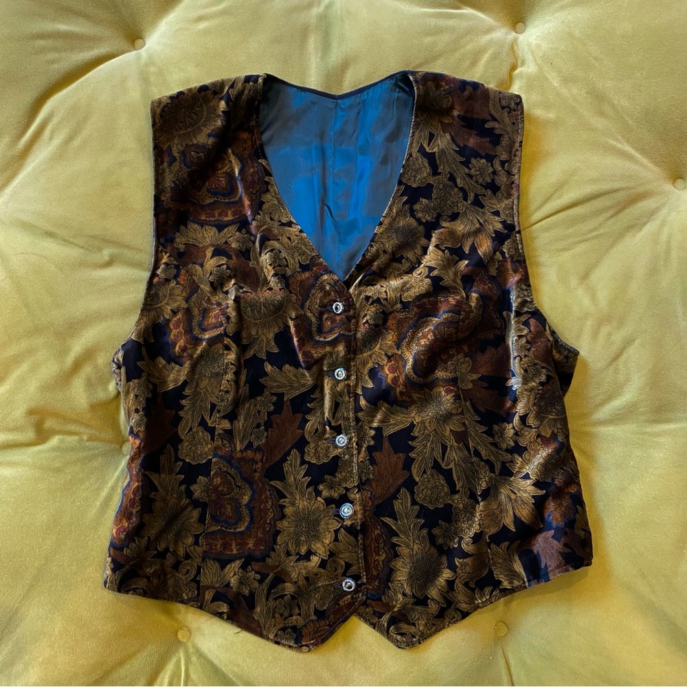 Vintage Velvet Floral Vest